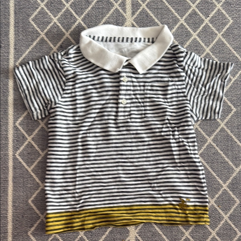 Burberry Black and White Polo Shirt with Stripes